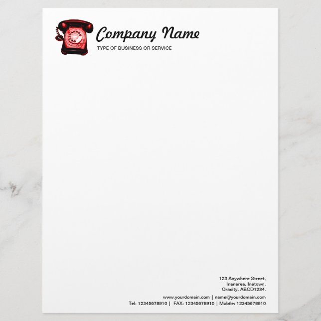 Hotline - Red Personalized Letterhead (Front)