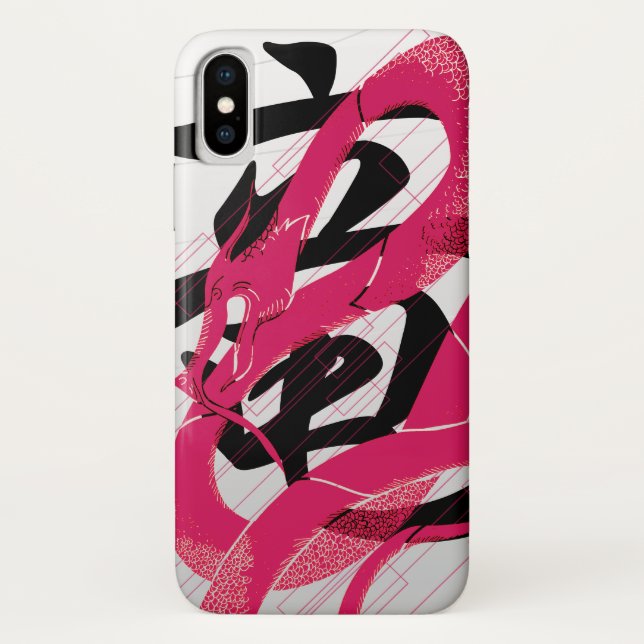 Hotpink Dragon Japanese Dragon White Background Case-Mate iPhone Case (Back)