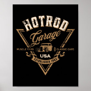 Hotrod Garage Usa Clic Car Hotrod Distressed Desig Poster