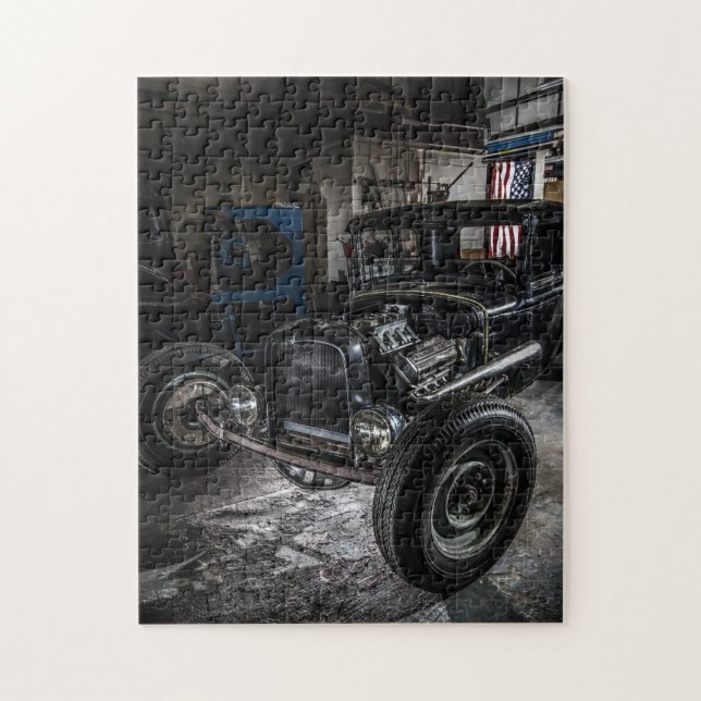 Hotrod in a Garage Jigsaw Puzzle (Vertical)