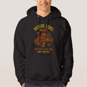 Hotrod Rebel Automotive Nostalgia Old Car Distress Hoodie