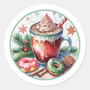 Hott Coco w/ Doughnuts Christmas Stickers