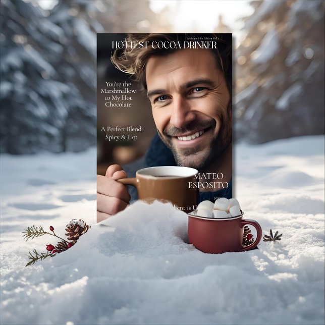 Hottest Cocoa Drinker  Magazine Cover  Holiday Card (Hottest Cocoa Drinker Magazine Cover Holiday Card)