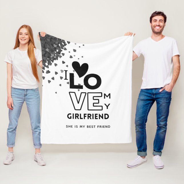 HOTTEST Girlfriend Alert! I Love My GF Award TEXT Fleece Blanket (In Situ)