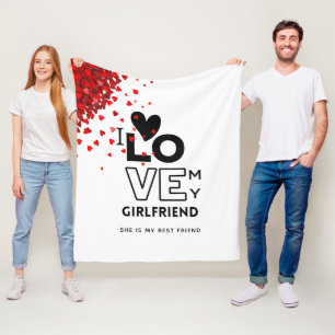 HOTTEST Girlfriend Alert! I Love My GF Award TEXT Fleece Blanket