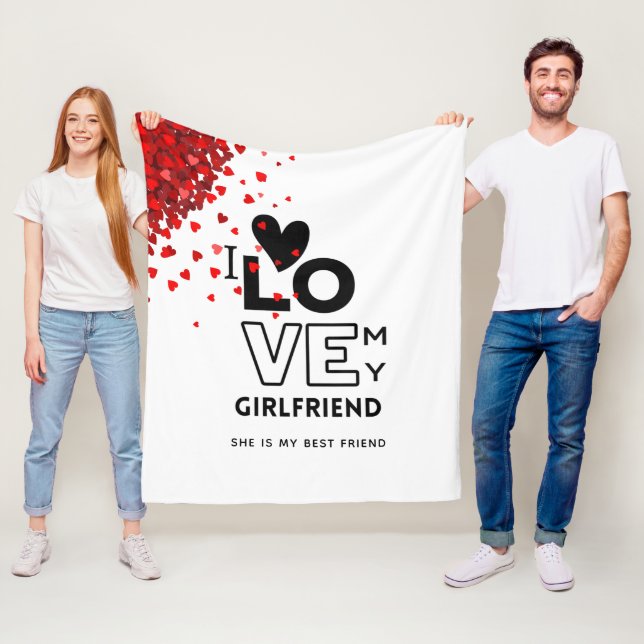 HOTTEST Girlfriend Alert! I Love My GF Award TEXT Fleece Blanket (In Situ)