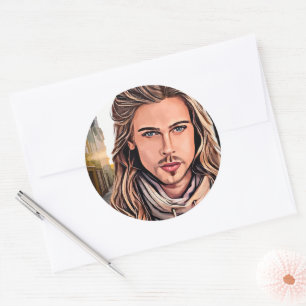 Hottest Guy In The Village Original portrait art Classic Round Sticker