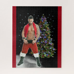 Hottest Hunk Buff Santa Christmas  Jigsaw Puzzle