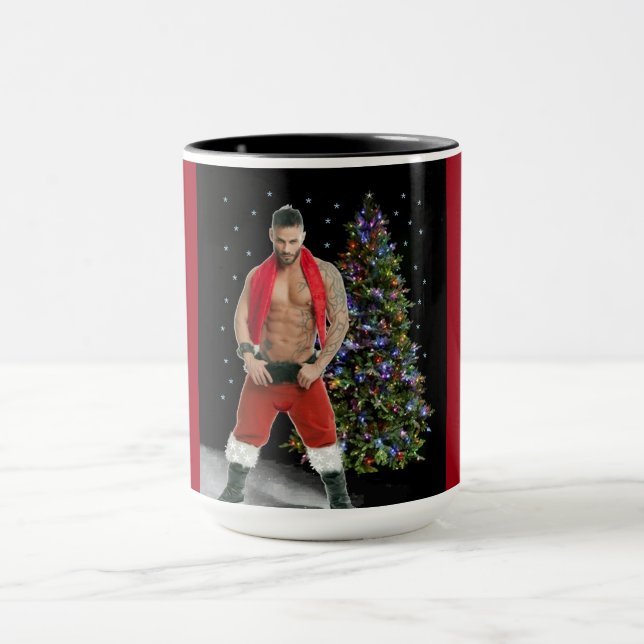 Hottest Hunk Buff Santa Christmas  Mug (Center)