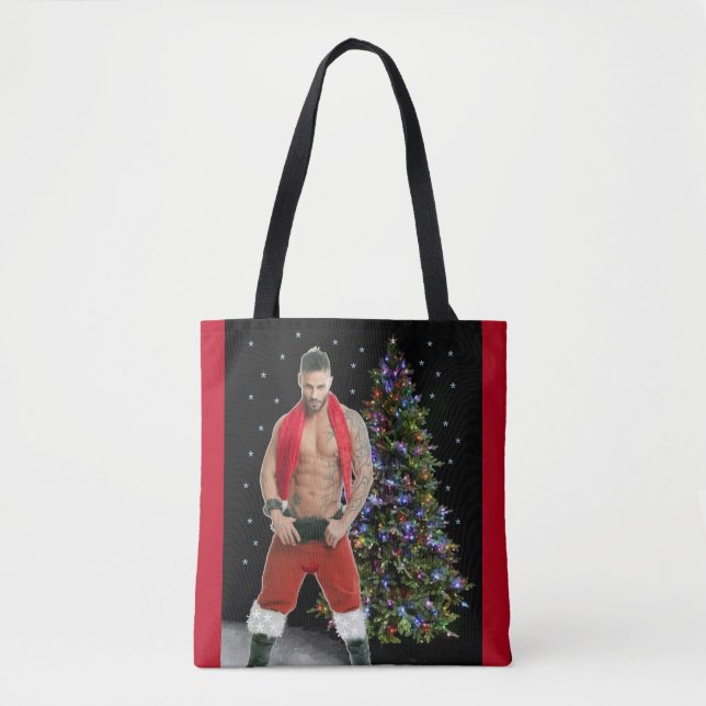Hottest Hunk Buff Santa Christmas  Tote Bag (Front)