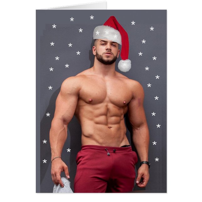 Hottest Hunks On The Planet Christmas Buff Santa  (Front)