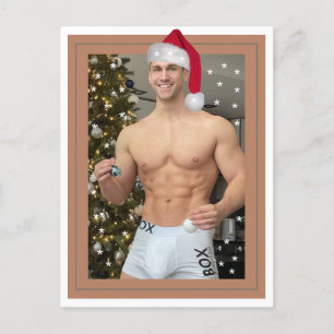 Hottest Hunks On The Planet! Christmas Buff Santa Holiday Postcard