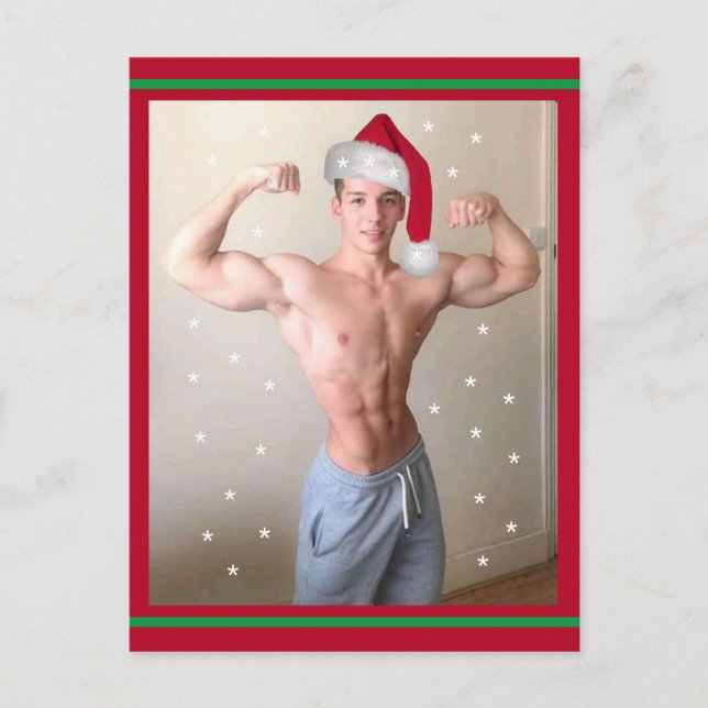 Hottest Hunks On The Planet! Christmas Buff Santa  Postcard (Front)