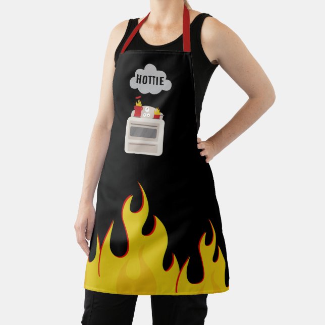 Hottie Kitchen Fire Flames Apron (Insitu)