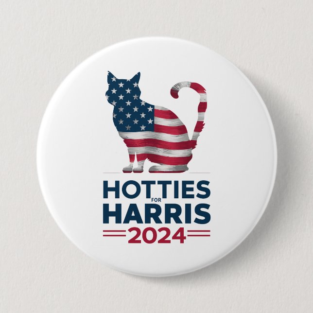 Hotties For Harris 2024 Cat Ladies Kamala Harris 7.5 Cm Round Badge (Front)