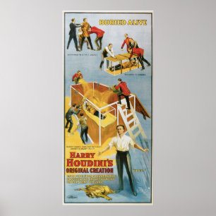 Houdini ~ Buried Alive Vintage Escape Artist Poster
