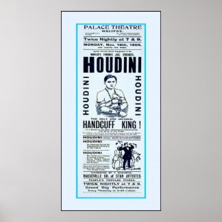 Houdini ~ Handcuff King ~ Vintage Magician Poster