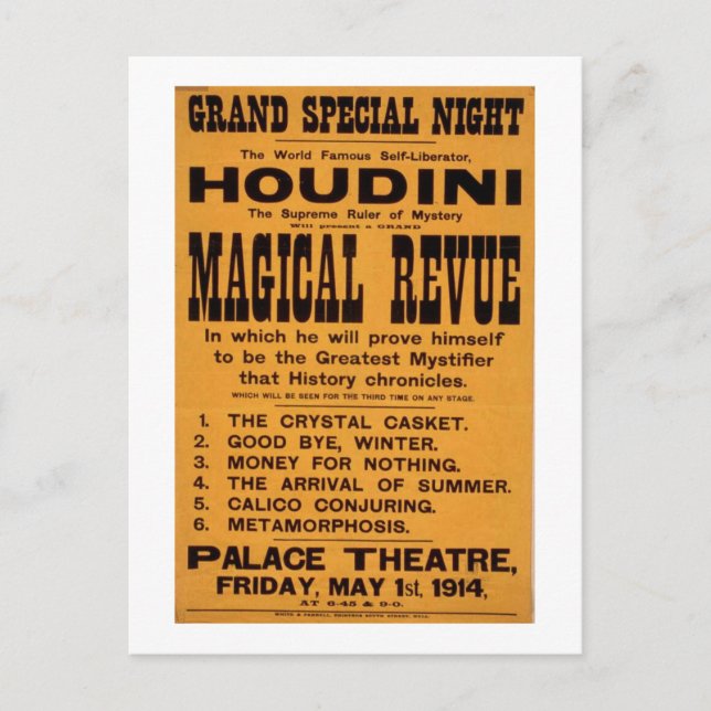 Houdini poster postcard (Front)