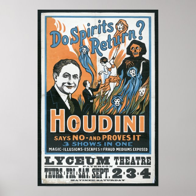 Houdini SPirits Return Magic Show Poster (Front)