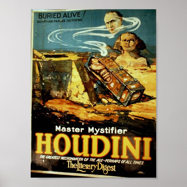 Houdini, 'the Literary Digest' Vintage Theatre Poster (Front)