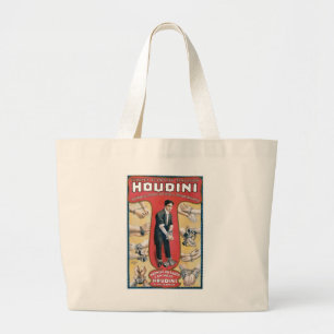 Houdini ~ Vintage Handcuff Escape Artist Large Tote Bag