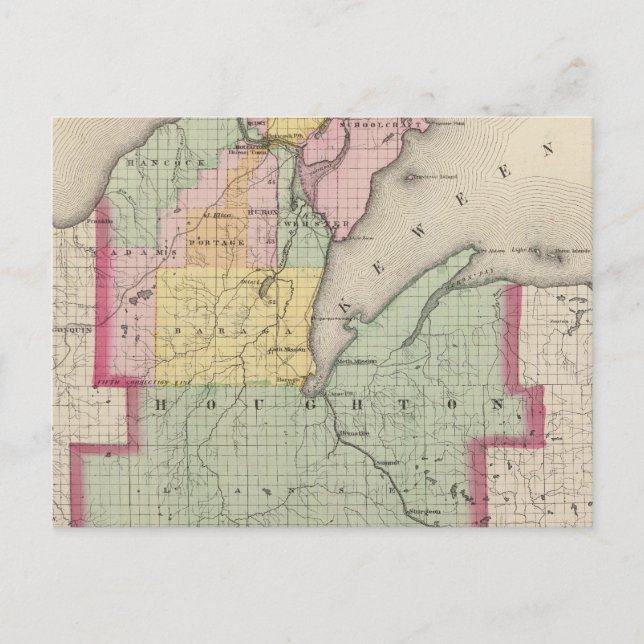 Houghton County Michigan Postcard (Front)