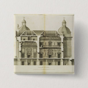 Houghton Hall: cross-section of the Hall and Salon 15 Cm Square Badge