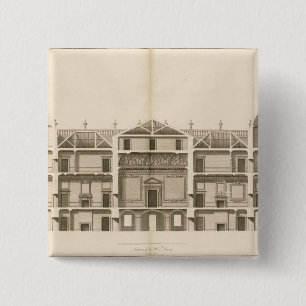 Houghton Hall: section of the West front, engraved 15 Cm Square Badge