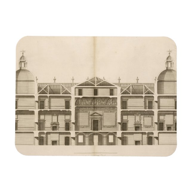 Houghton Hall: section of the West front, engraved Magnet (Horizontal)