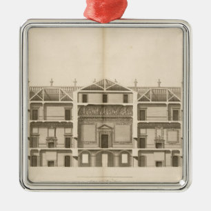 Houghton Hall: section of the West front, engraved Metal Tree Decoration