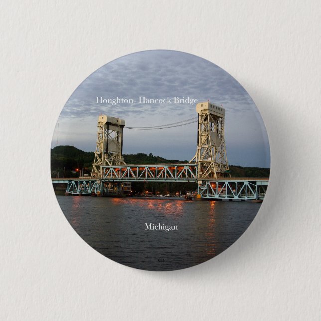 Houghton Hancock Bridge dusk button (Front)