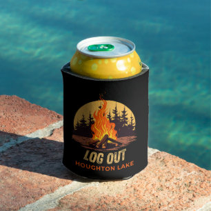 Houghton Lake Michigan Campfire Can Cooler
