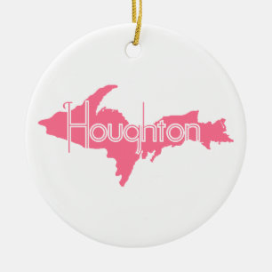 Houghton Michigan Upper Peninsula Ceramic Tree Decoration