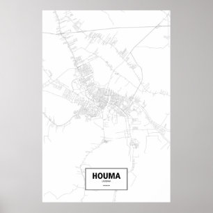 Houma, Louisiana (black on white) Poster