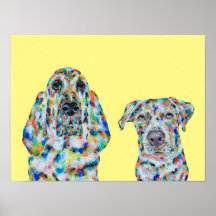 Hound Dog and Labrador Art Poster