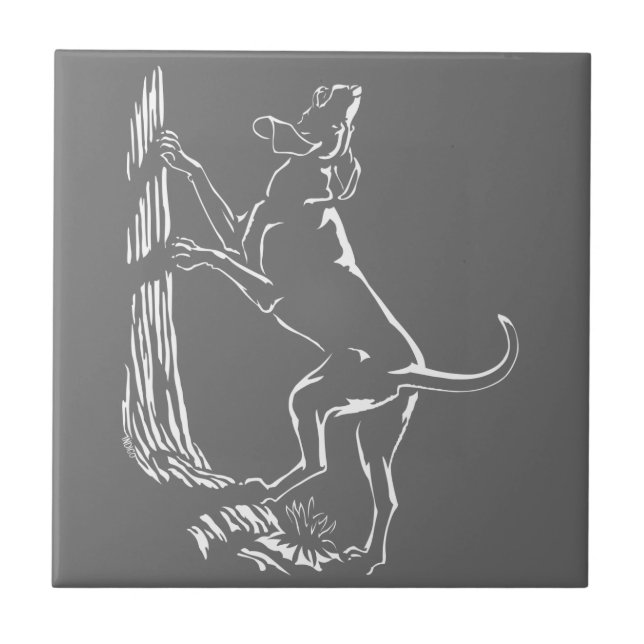 Hound Dog Art Ceramic Tile Hunting Dog Decor (Front)