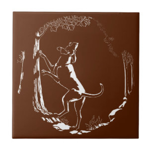 Hound Dog Art Ceramic Tile Hunting Dog Decor