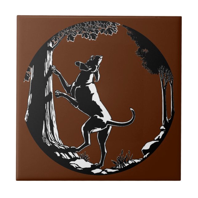 Hound Dog Art Ceramic Tile Hunting Dog Decor (Front)