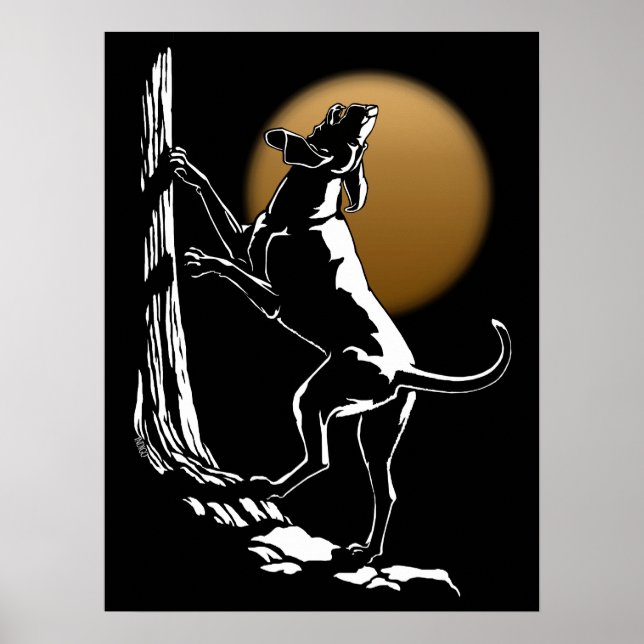 Hound Dog Art Poster Hunting Dog Print Poster Sm (Front)