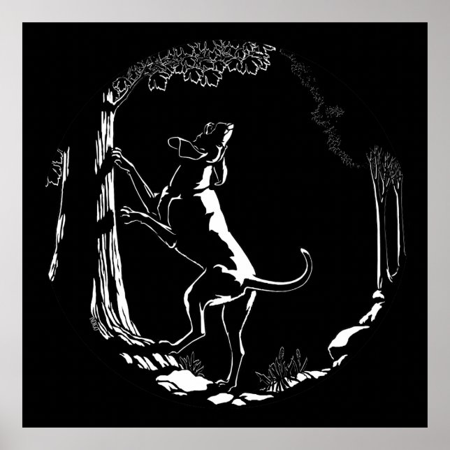 Hound Dog Art Print Hunting Dog Lover Print Poster (Front)