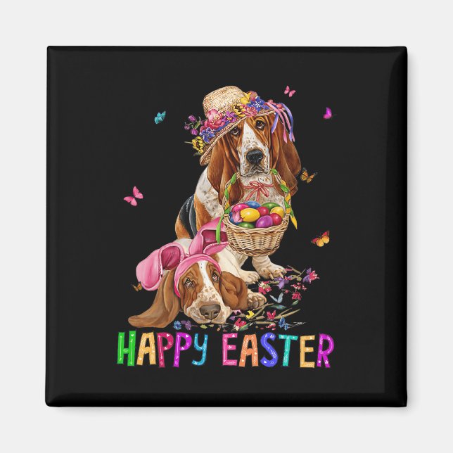 Hound Dog Bunny Easter Costume Rabbit Happy Easter Magnet (Front)