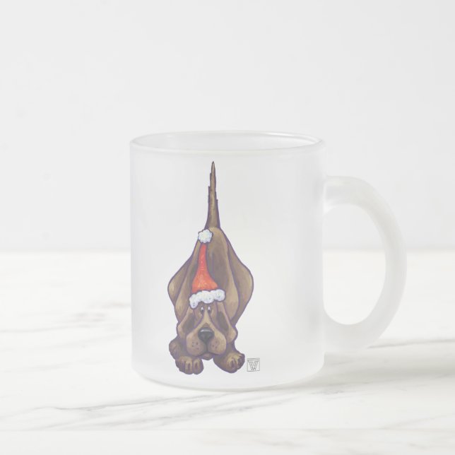 Hound Dog Christmas Frosted Glass Coffee Mug (Right)