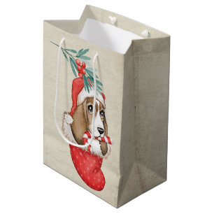 Hound Dog Christmas Medium Gift Bag