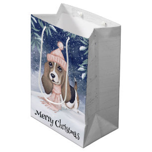 Hound Dog Christmas Medium Gift Bag