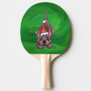 Hound Dog Christmas On Green Ping Pong Paddle