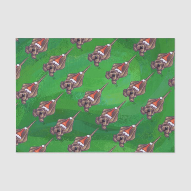 Hound Dog Christmas On Green Tissue Paper (Front)