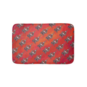 Hound Dog Christmas On Red Bath Mat