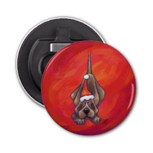 Hound Dog Christmas On Red Bottle Opener