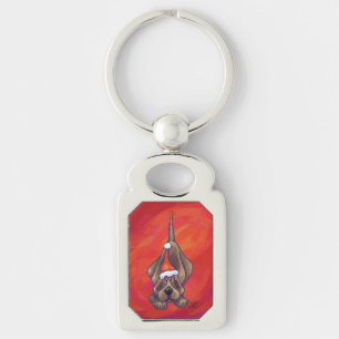 Hound Dog Christmas On Red Key Ring