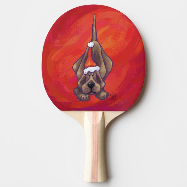 Hound Dog Christmas On Red Ping Pong Paddle (Front)